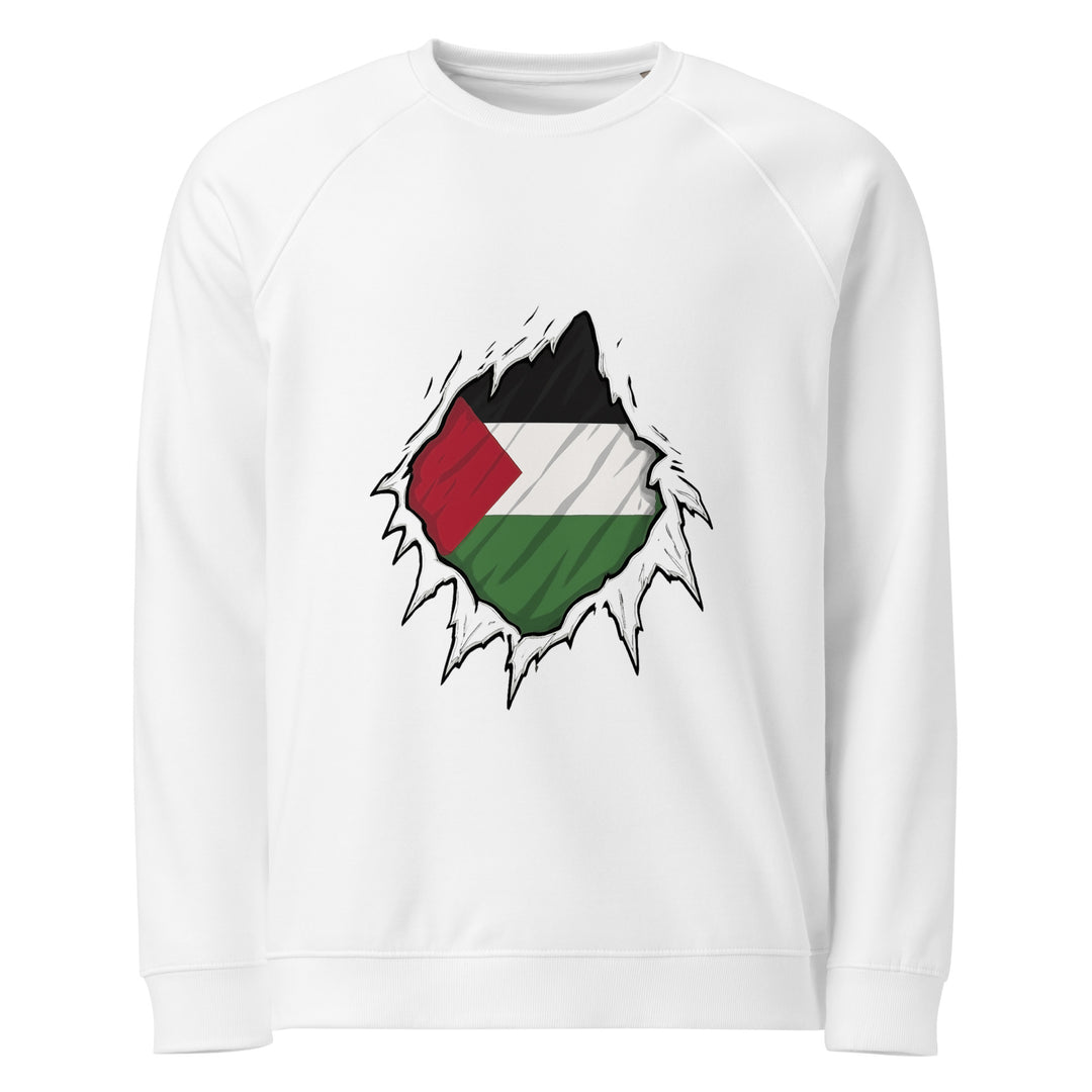 Men organic raglan sweatshirt - Palestine Hero, White