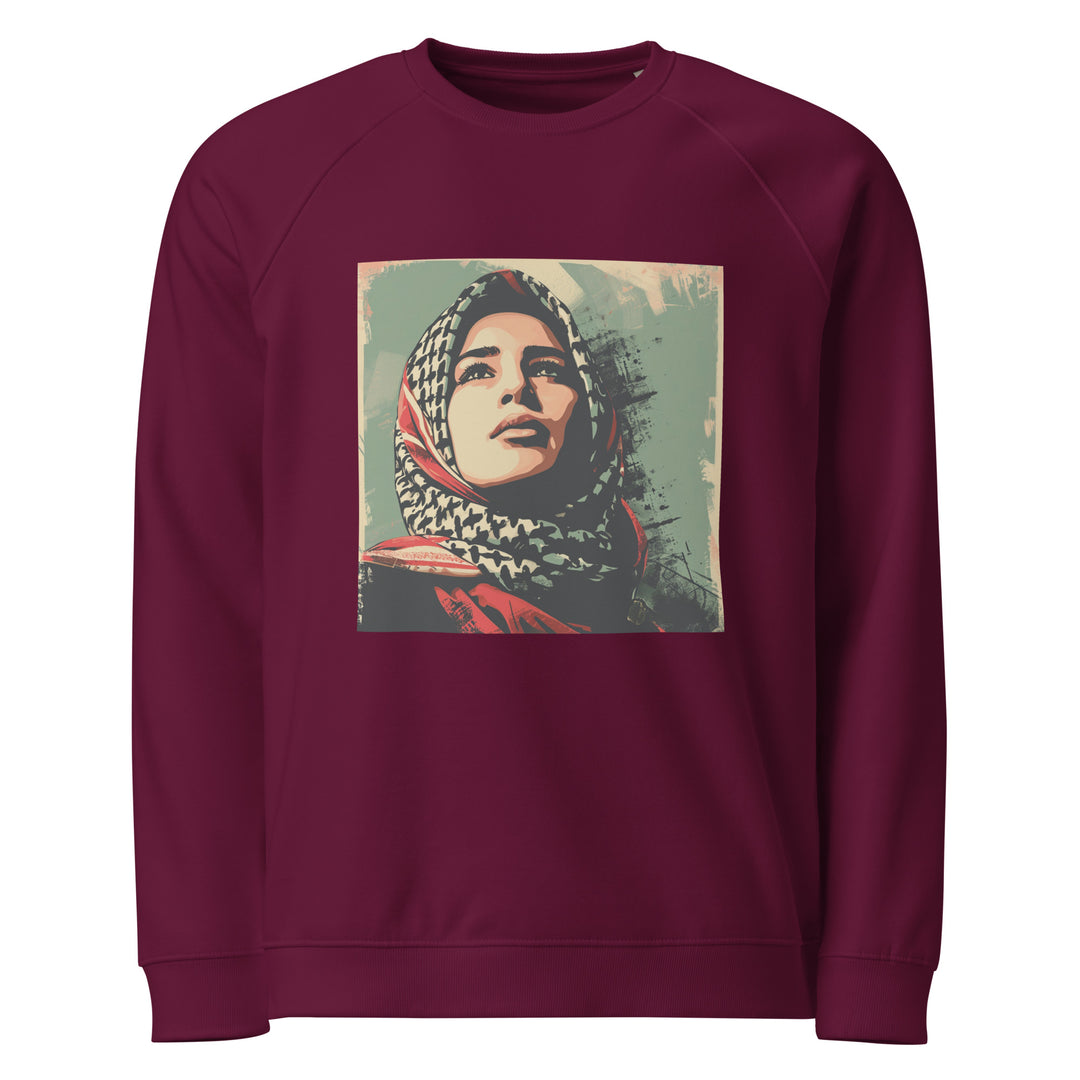 Men organic raglan sweatshirt - Palestine Hope, Burgundy