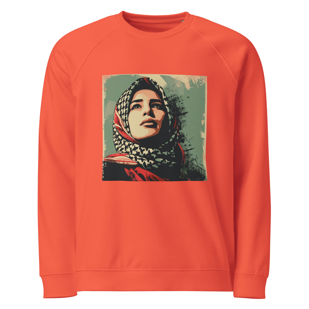 Men organic raglan sweatshirt - Palestine Hope, Burnt Orange