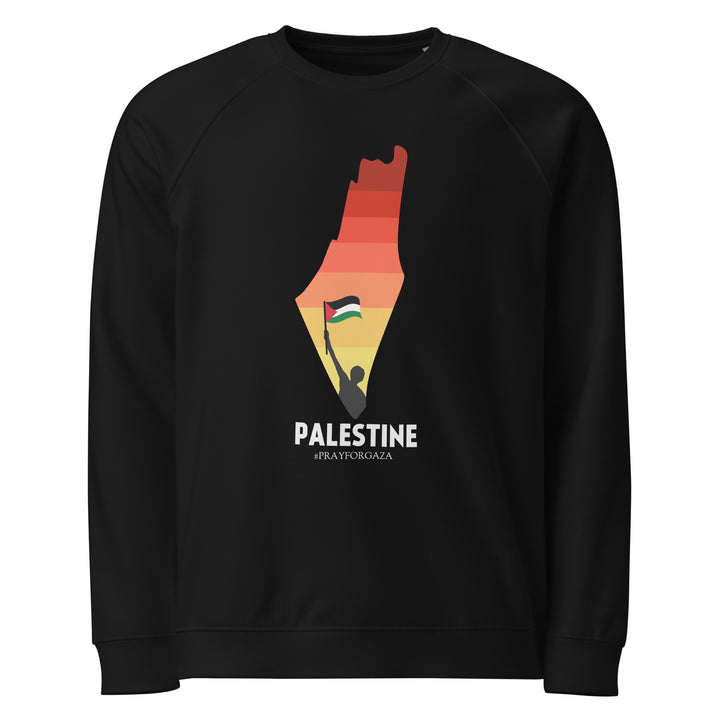 Men organic raglan sweatshirt - Palestine Map, Black