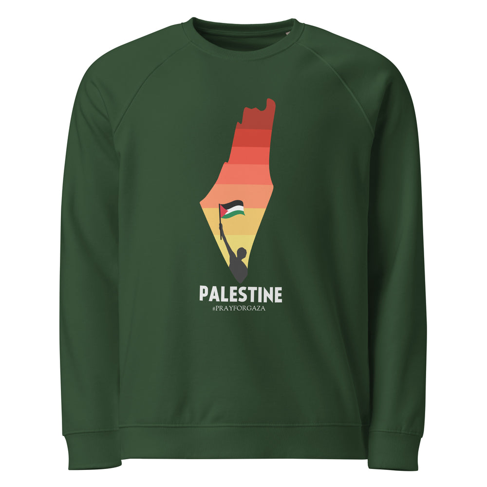 Men organic raglan sweatshirt - Palestine Map, Green