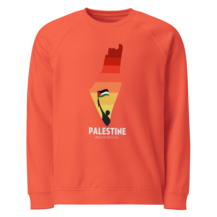 Men organic raglan sweatshirt - Palestine Map, Burnt Orange