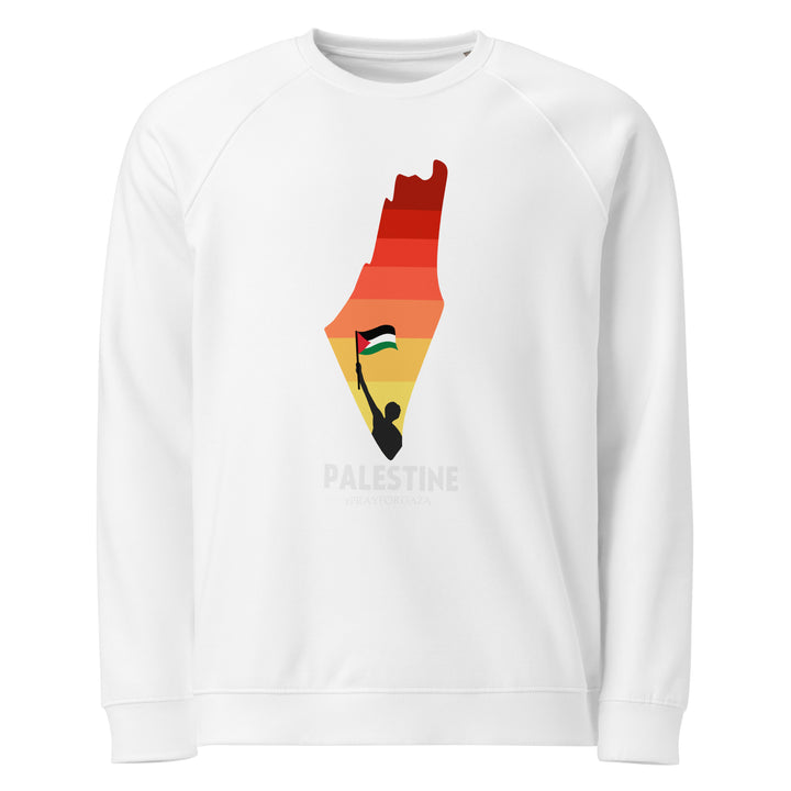 Men organic raglan sweatshirt - Palestine Map, White