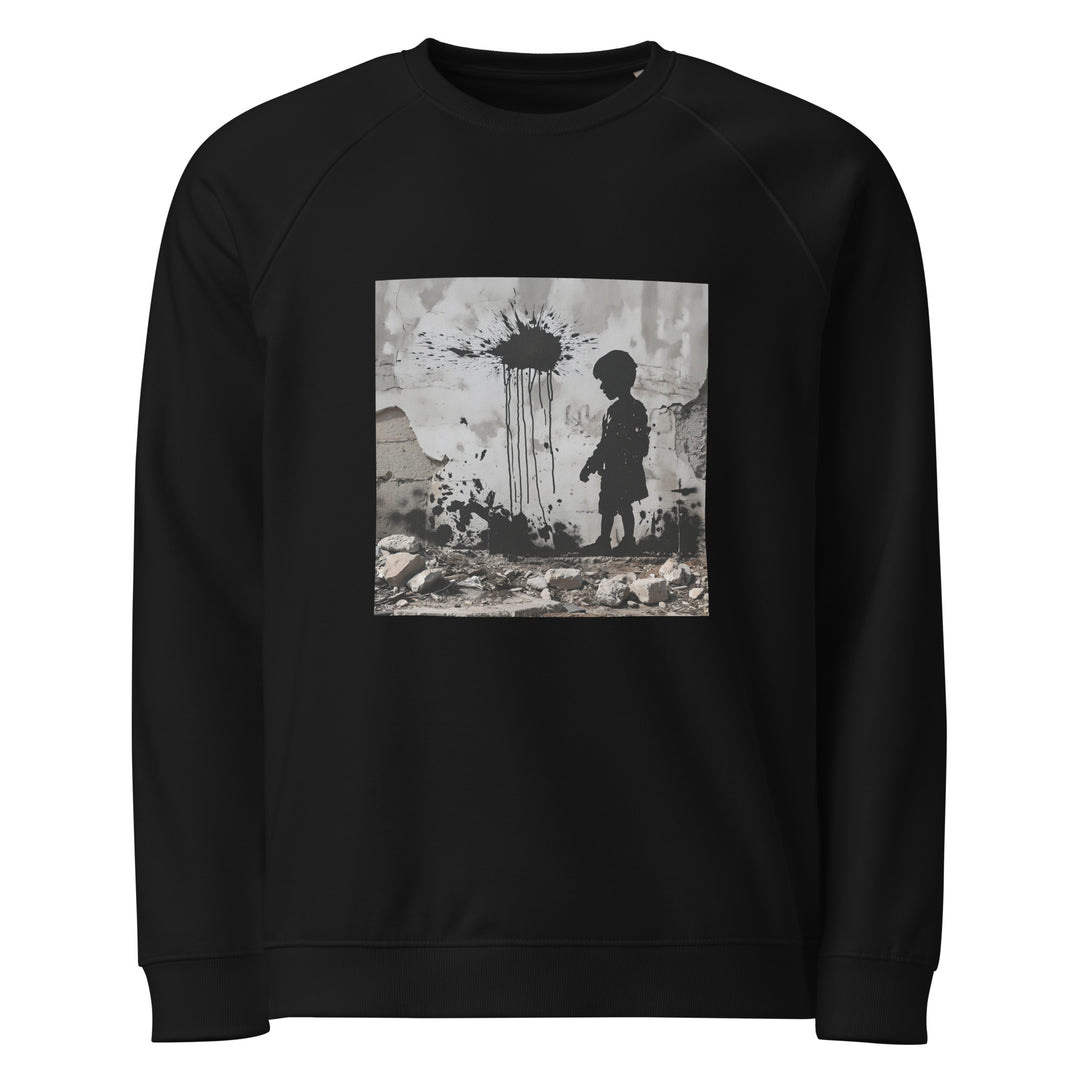 Men organic raglan sweatshirt - Palestine Wall, Black