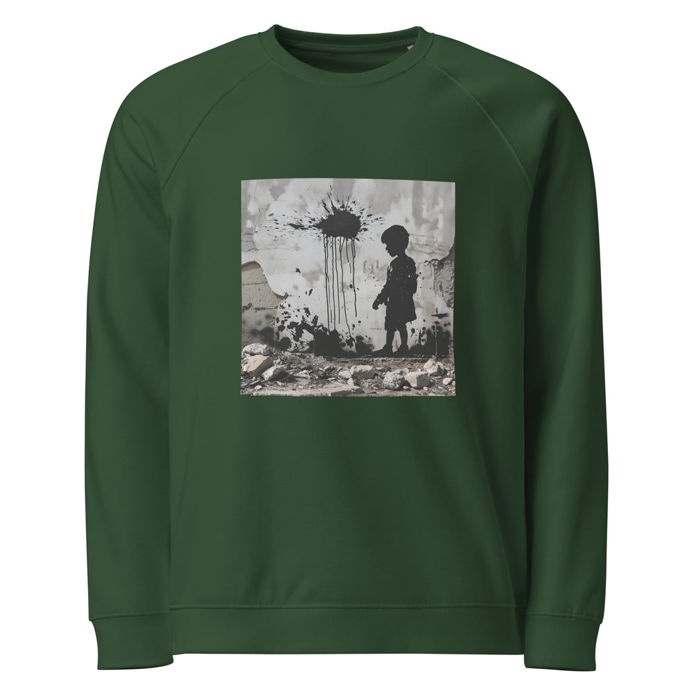 Men organic raglan sweatshirt - Palestine Wall, Green