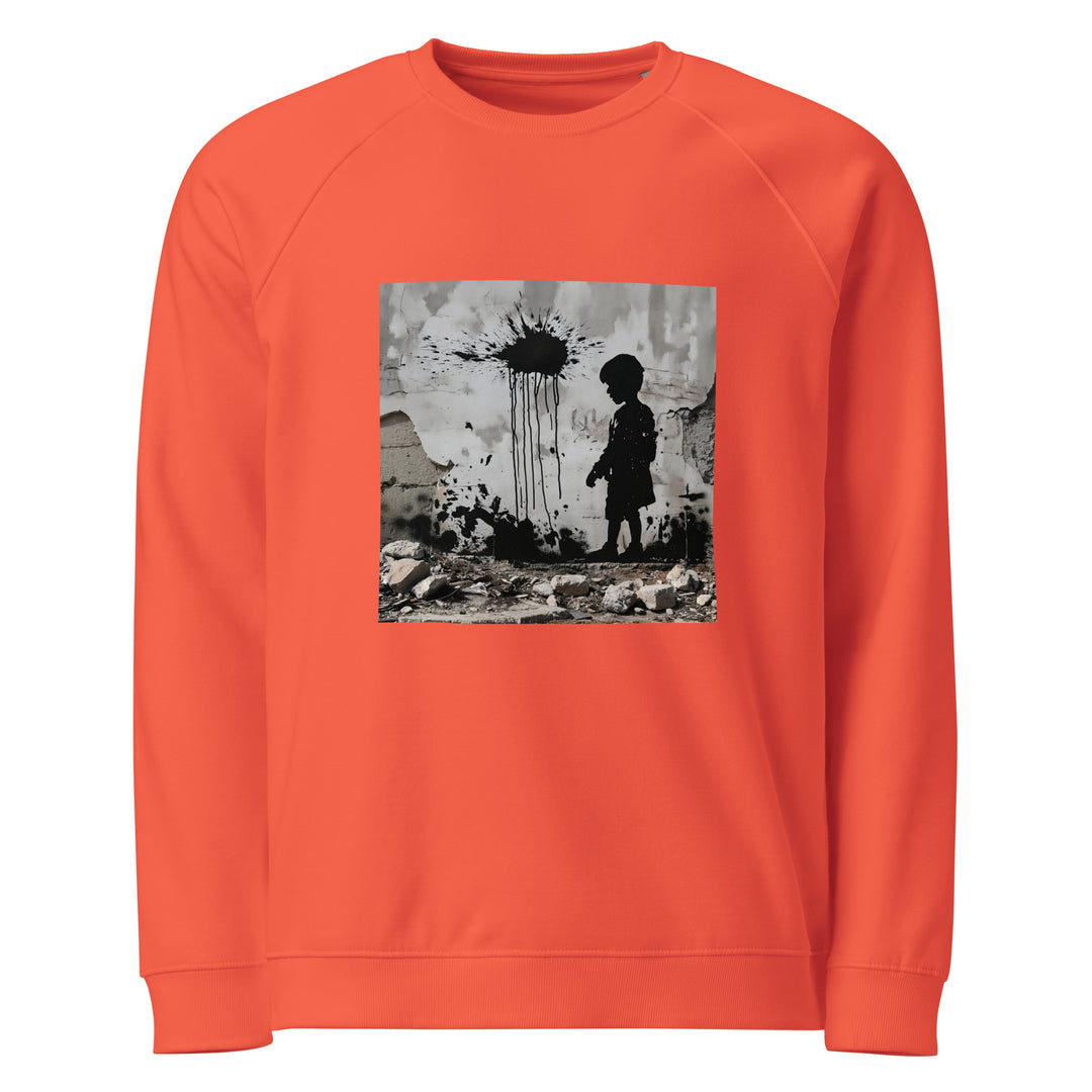 Men organic raglan sweatshirt - Palestine Wall, Burnt Orange