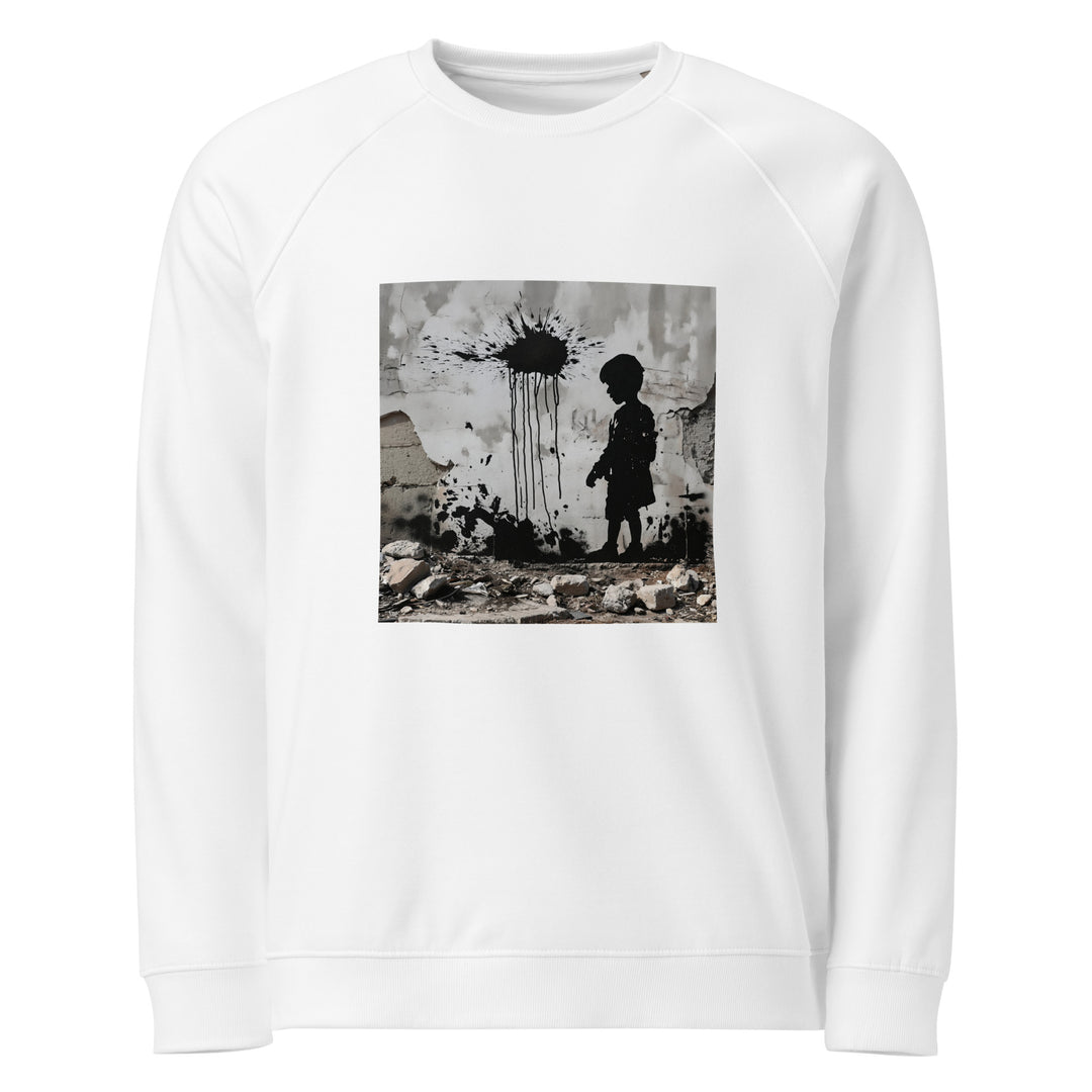 Men organic raglan sweatshirt - Palestine Wall, White