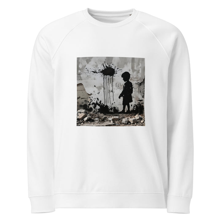 Men organic raglan sweatshirt - Palestine Wall, White