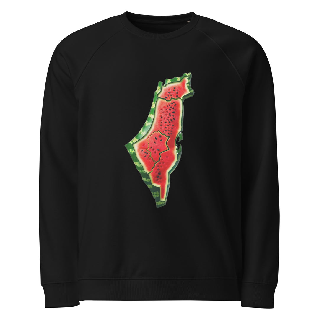 Men organic raglan sweatshirt - Palestine Watermelon, Black