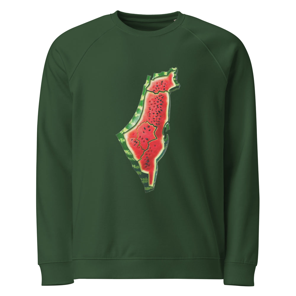 Men organic raglan sweatshirt - Palestine Watermelon, Green