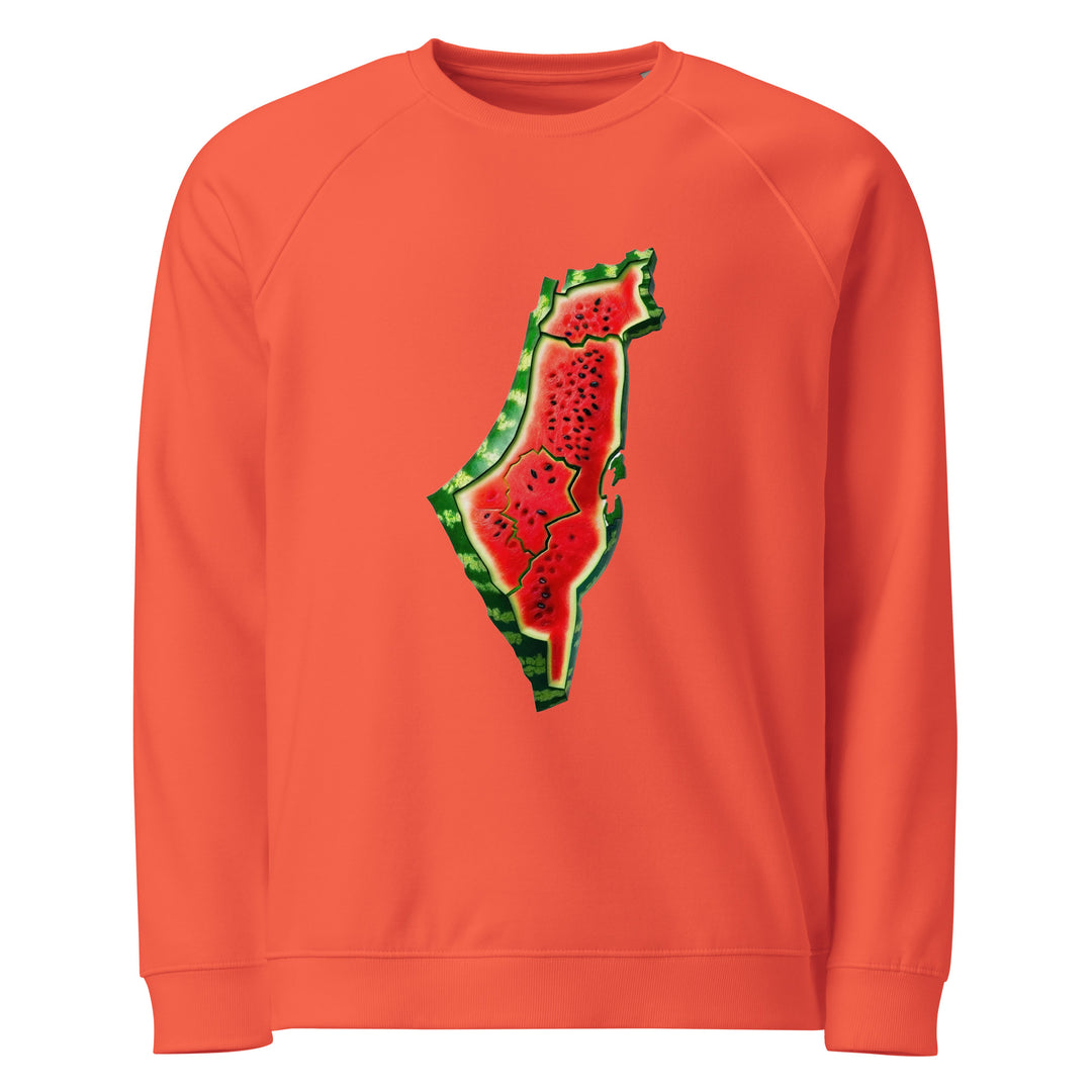 Men organic raglan sweatshirt - Palestine Watermelon, Burnt Orange