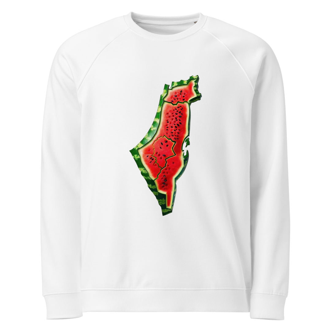 Men organic raglan sweatshirt - Palestine Watermelon, White