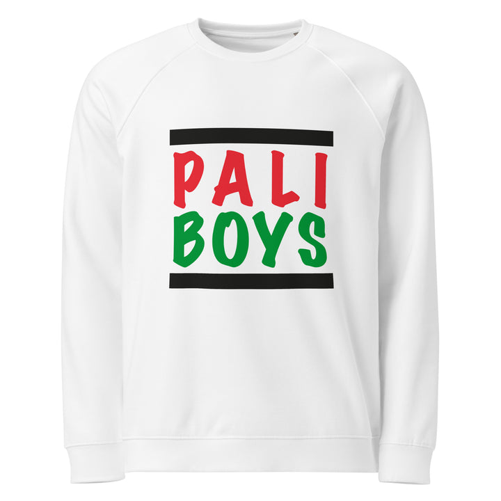 Men Organic Raglan Sweatshirt - Palestinian Boys, White