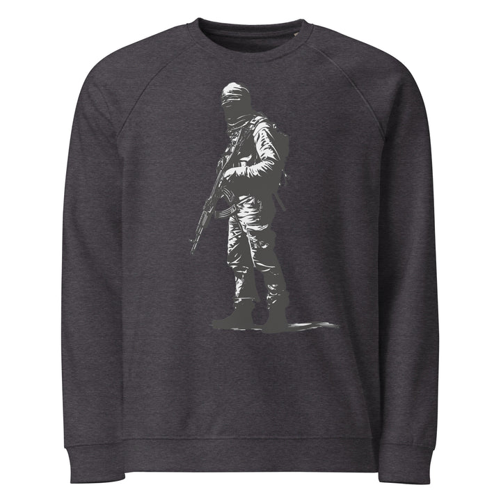 Men organic raglan sweatshirt - The Fighter, Charcoal Melange