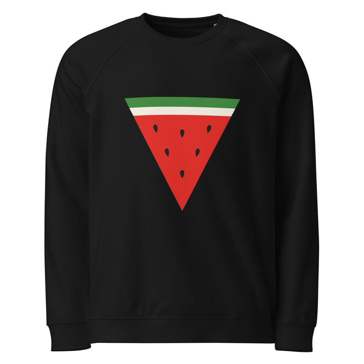 Men organic raglan sweatshirt - Triangle Watermelon, Black