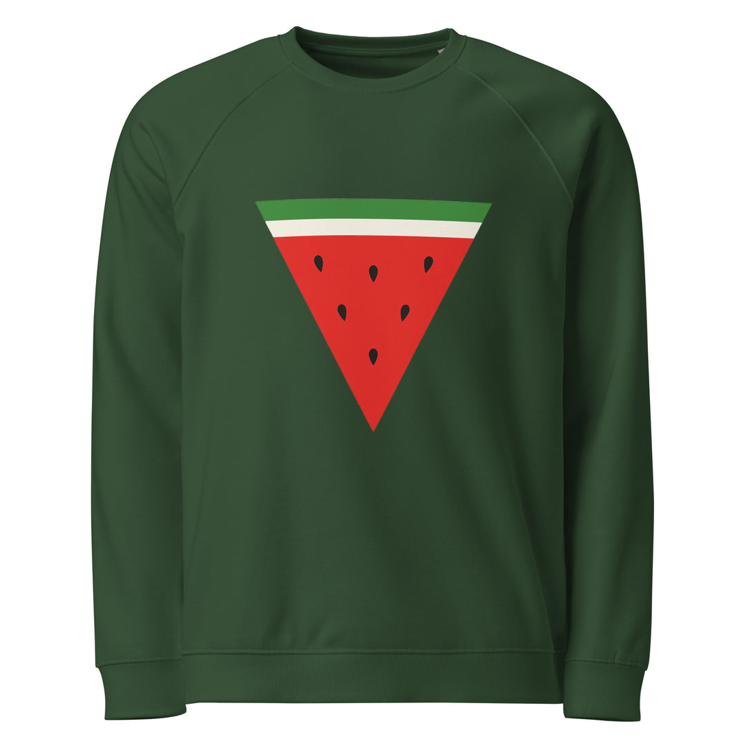 Men organic raglan sweatshirt - Triangle Watermelon, Green