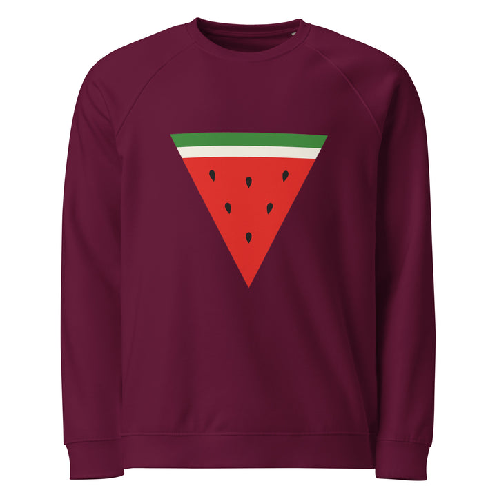 Men organic raglan sweatshirt - Triangle Watermelon, Burgundy