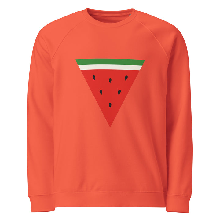 Men organic raglan sweatshirt - Triangle Watermelon, Burnt Orange