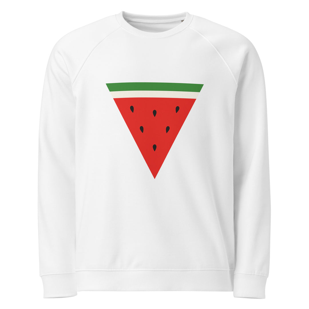 Men organic raglan sweatshirt - Triangle Watermelon, White