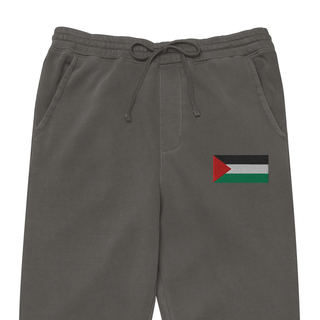 Men pigment-dyed sweatpants - Palestine Flag, Pigment Dyed Sweatpants Pigment Black Zoomed In