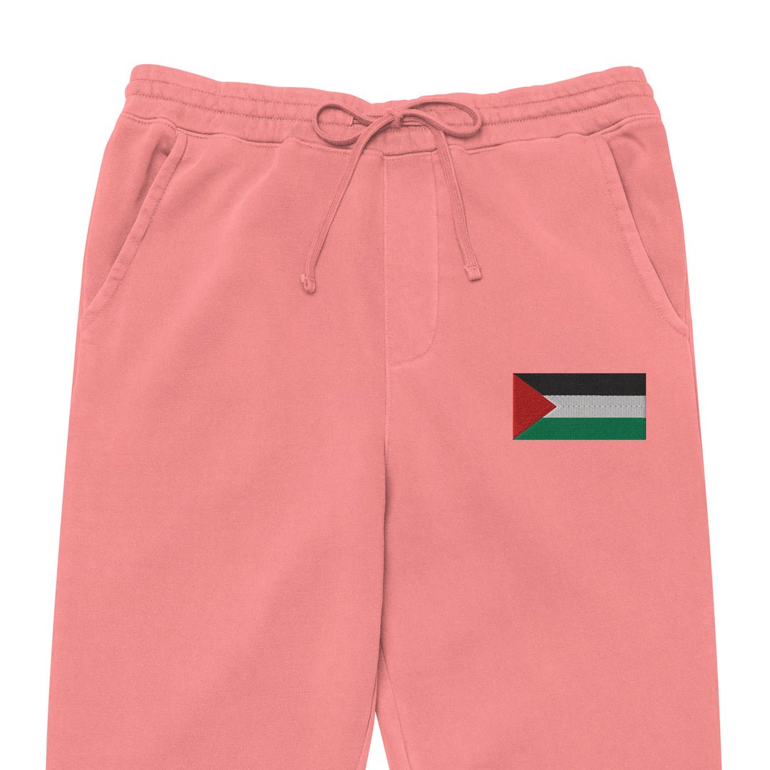 Men pigment-dyed sweatpants - Palestine Flag, Pigment Dyed Sweatpants Pigment Pink Zoomed In