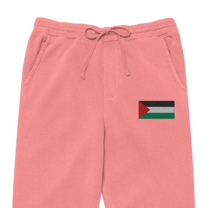 Men pigment-dyed sweatpants - Palestine Flag, Pigment Dyed Sweatpants Pigment Pink Zoomed In