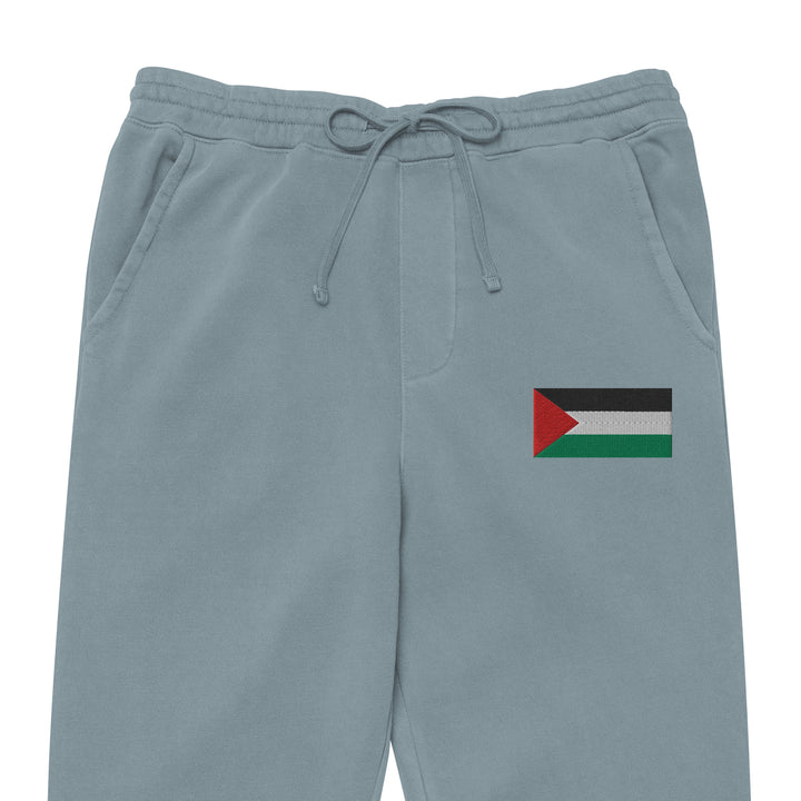 Men pigment-dyed sweatpants - Palestine Flag, Pigment Dyed Sweatpants Pigment Slate Blue Zoomed In