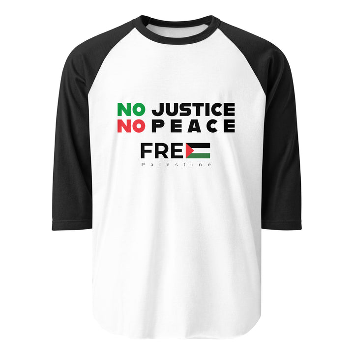 Men’s 3/4 Sleeve Raglan Shirt - No Justice No Peace, 34 Sleeve Raglan Shirt White Black