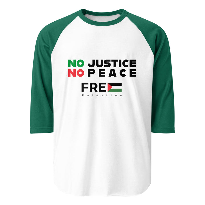 Men’s 3/4 Sleeve Raglan Shirt - No Justice No Peace, 34 Sleeve Raglan Shirt White Kelly