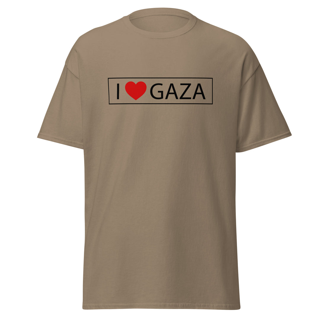 Men’s Classic Tee - I Love Gaza, Brown Savana