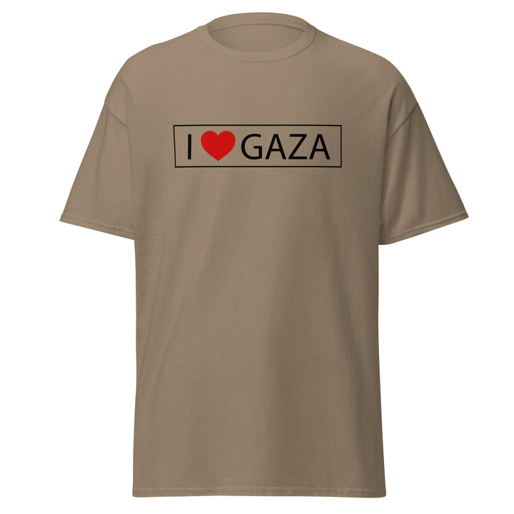Men’s Classic Tee - I Love Gaza, Brown Savana