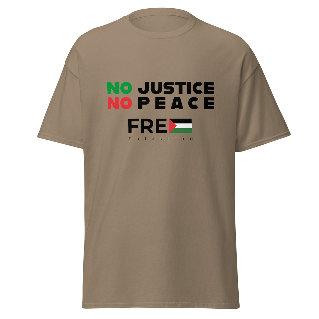Men’s Classic Tee - No Justice No Peace, Brown Savana