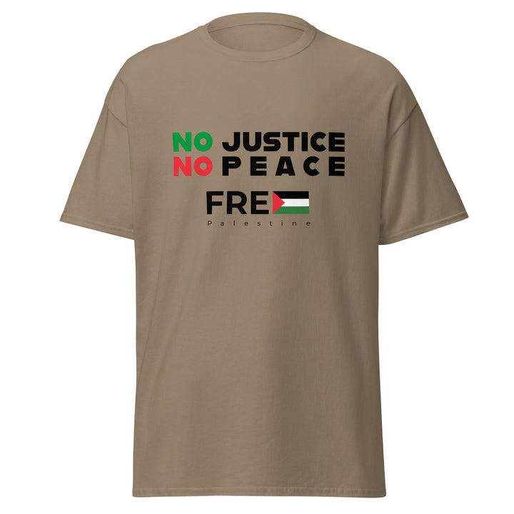 Men’s Classic Tee - No Justice No Peace, Brown Savana