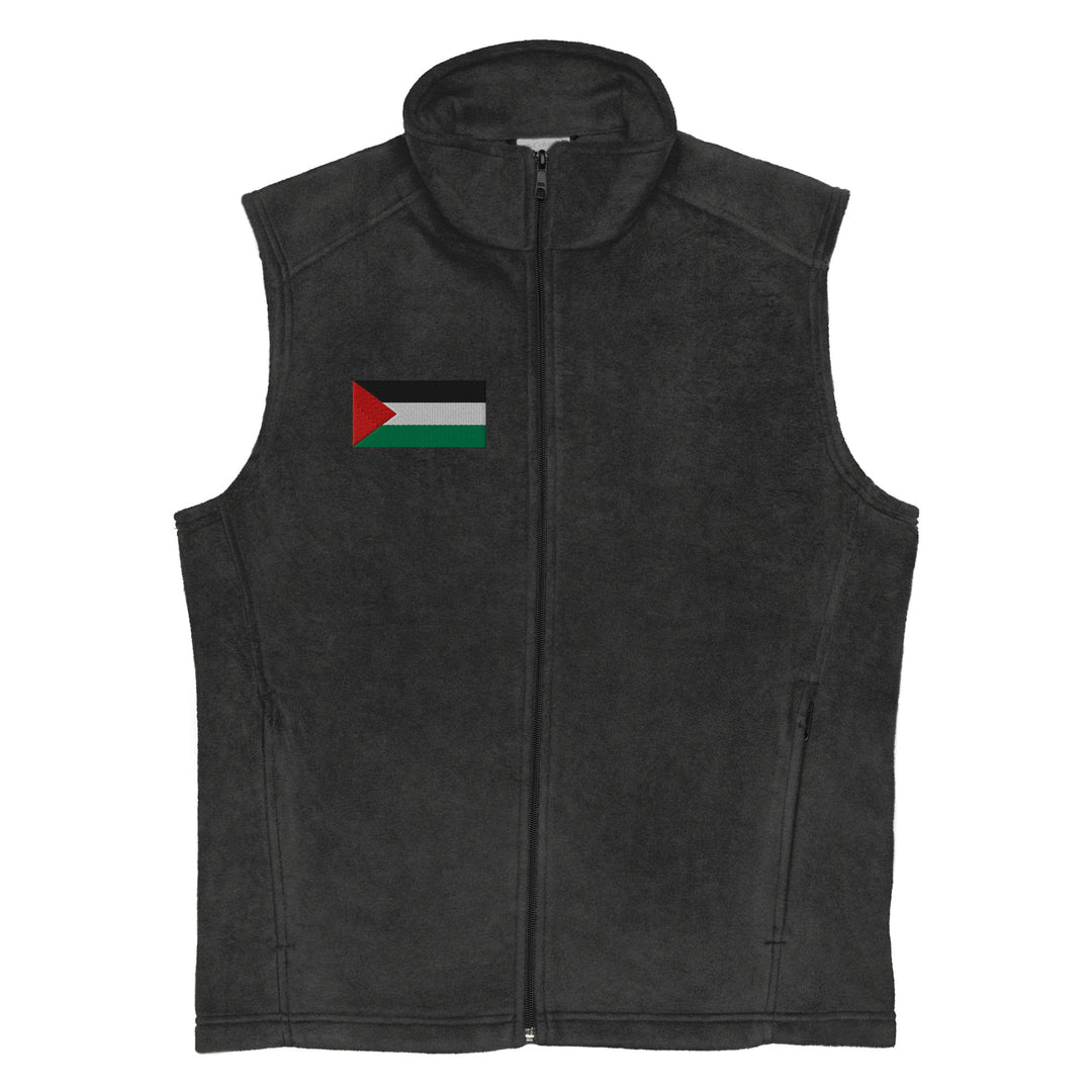 Men’s Columbia fleece vest - Palestine Flag, Mens Columbia Fleece Vest Charcoal Heather