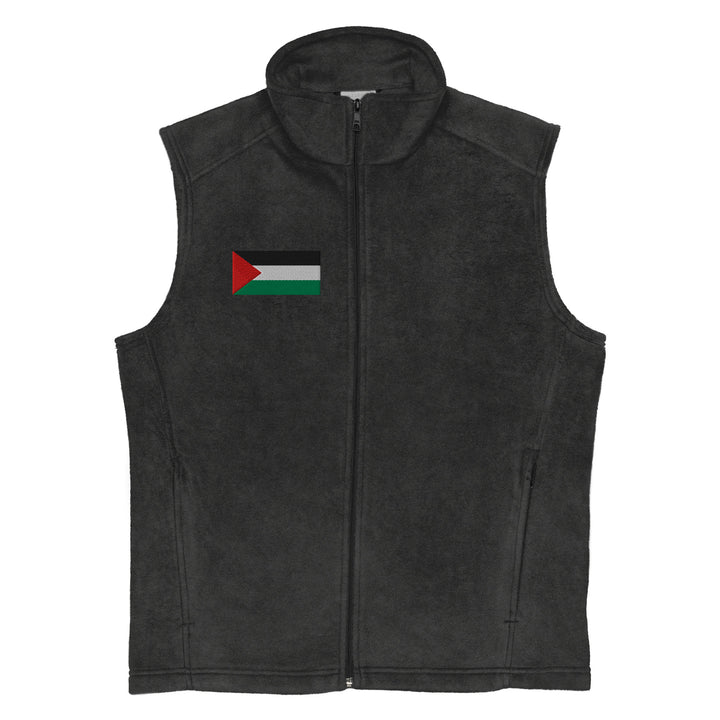 Men’s Columbia fleece vest - Palestine Flag, Mens Columbia Fleece Vest Charcoal Heather
