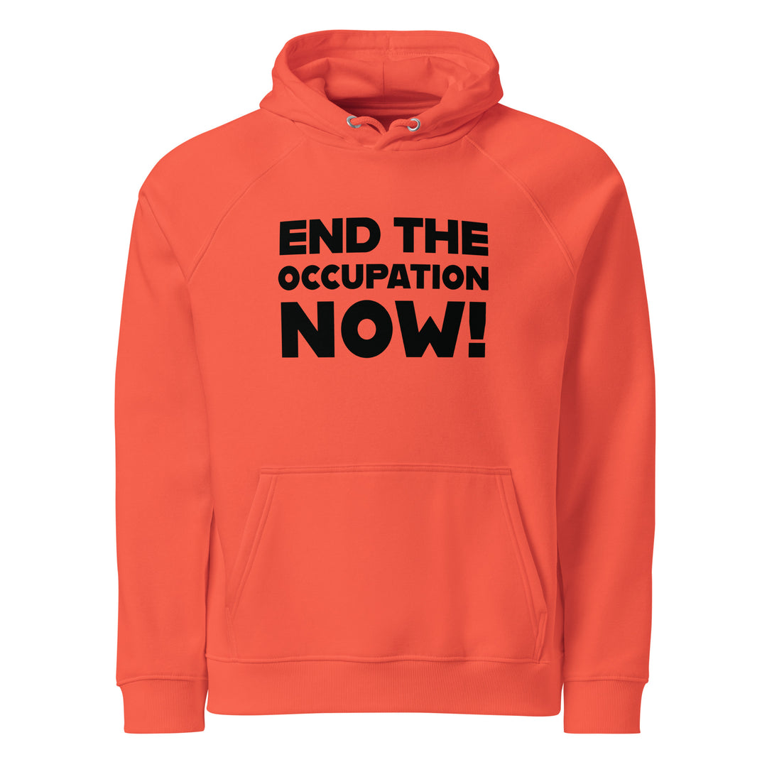 Men’s Eco Raglan Hoodie - End the Occupation Now!, Eco Raglan Hoodie Burnt Orange