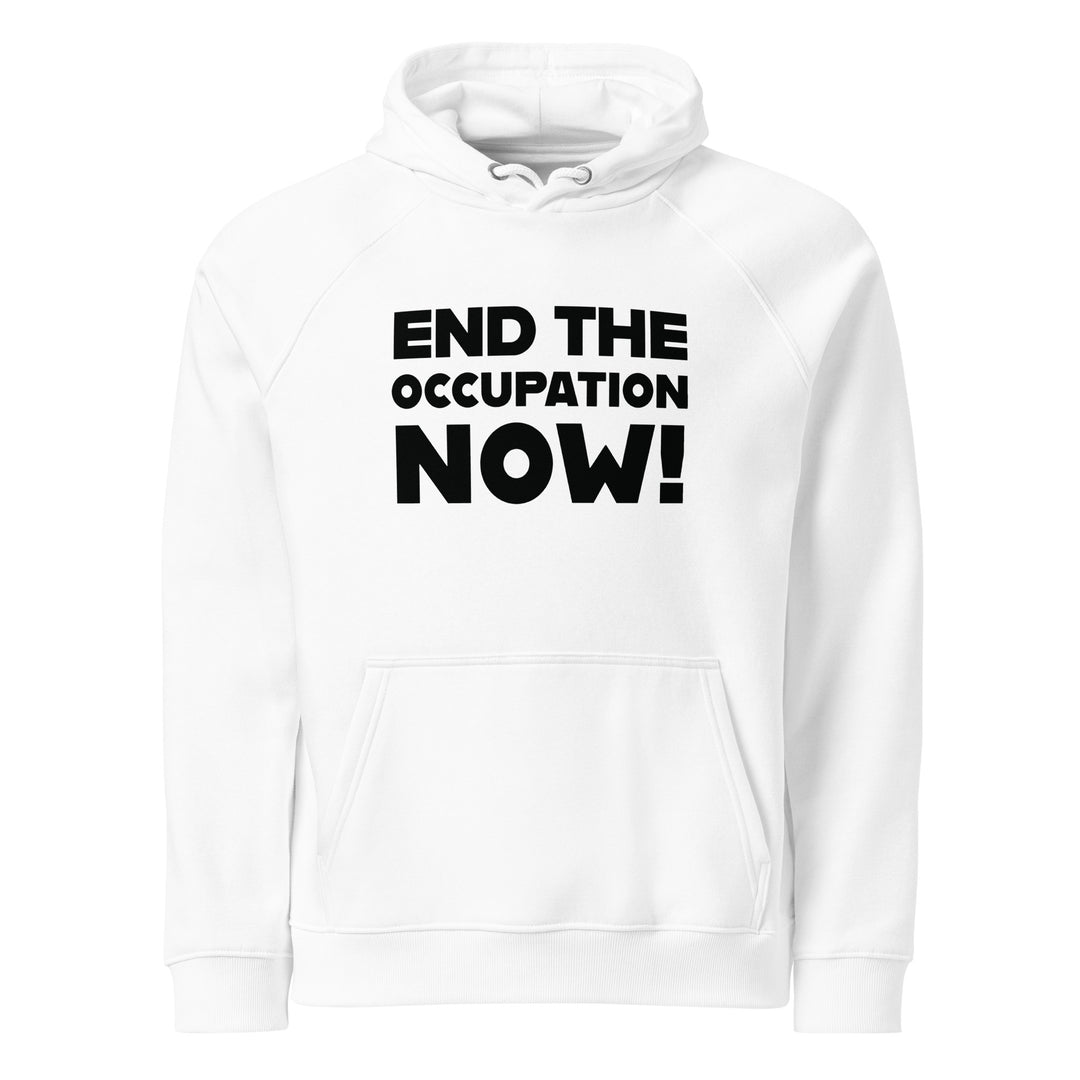 Men’s Eco Raglan Hoodie - End the Occupation Now!, Eco Raglan Hoodie White