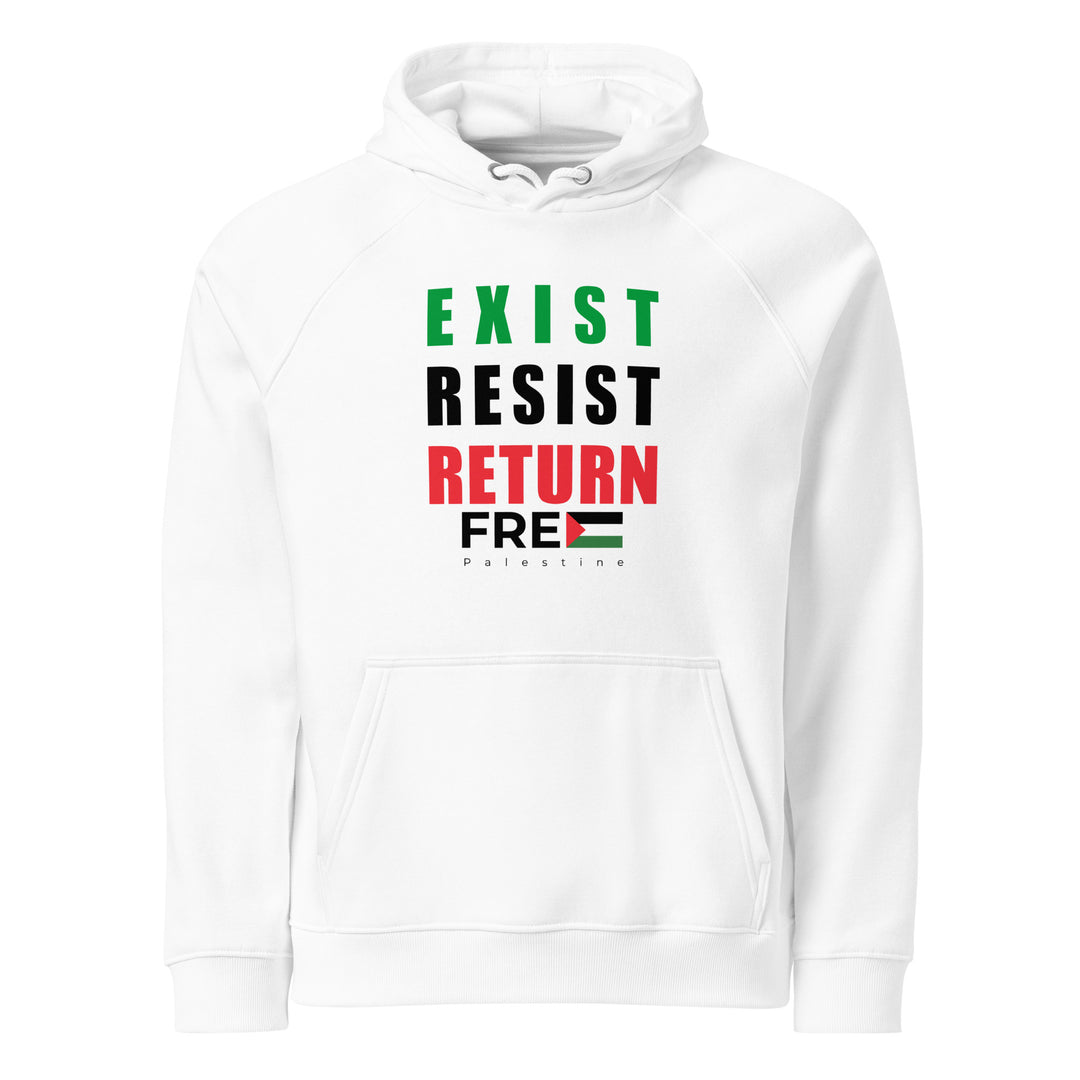 Men’s Eco Raglan Hoodie - Exist. Resist. Return., Eco Raglan Hoodie White