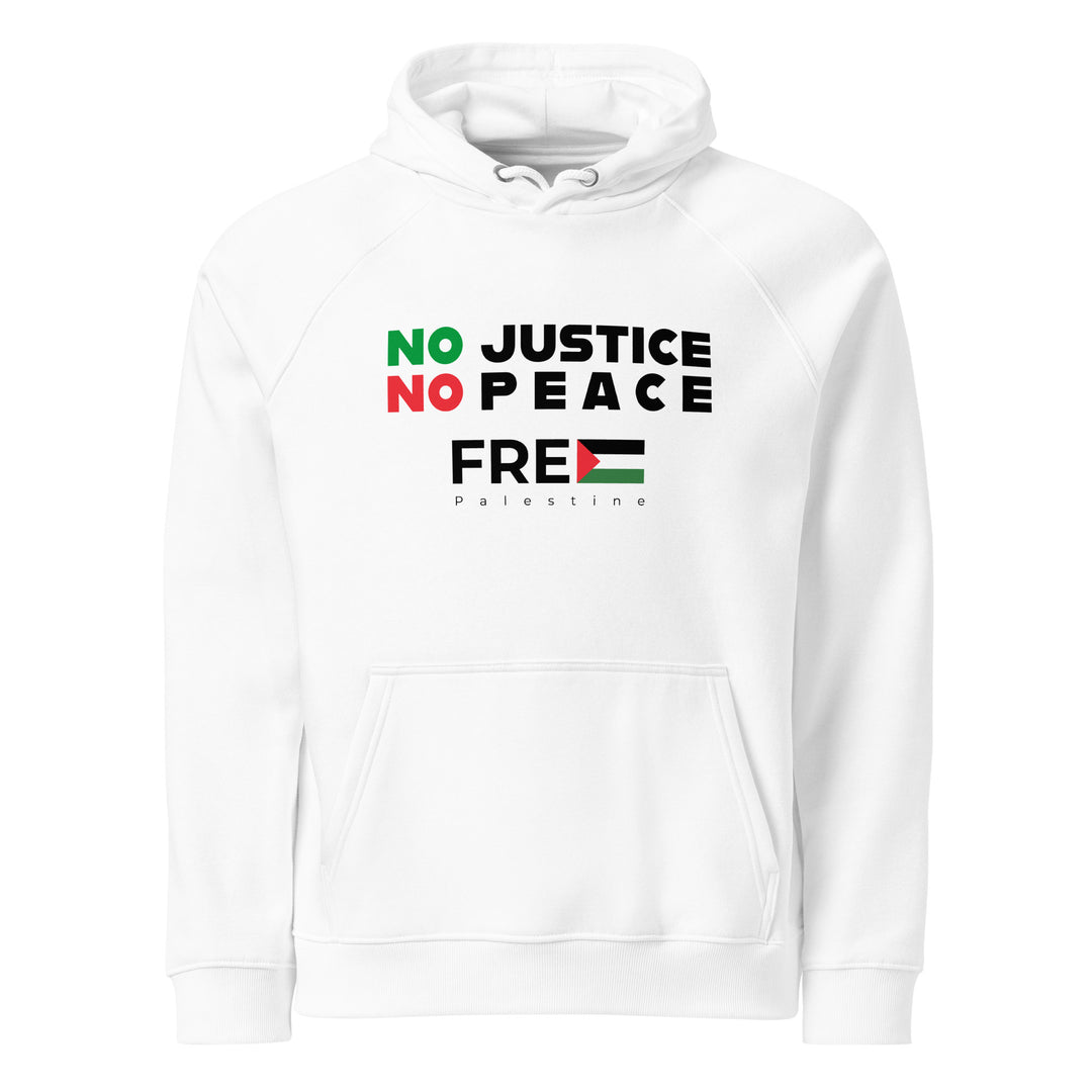 Men’s Eco Raglan Hoodie - No Justice No Peace, Eco Raglan Hoodie White