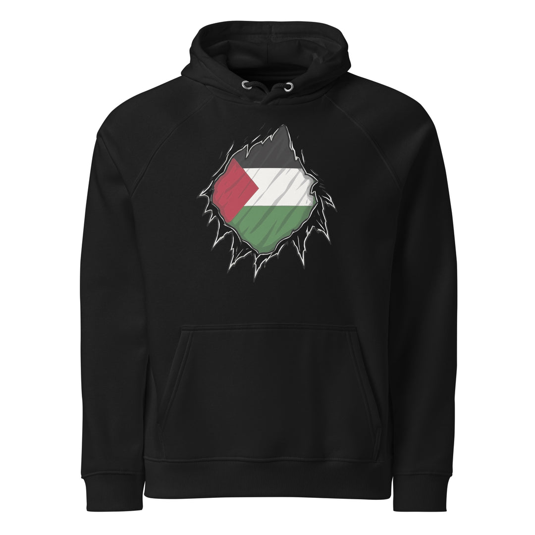 Men’s Eco Raglan Hoodie - Palestine Hero, Eco Raglan Hoodie Black