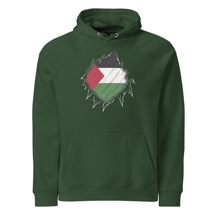 Men’s Eco Raglan Hoodie - Palestine Hero, Eco Raglan Hoodie Bottle Green