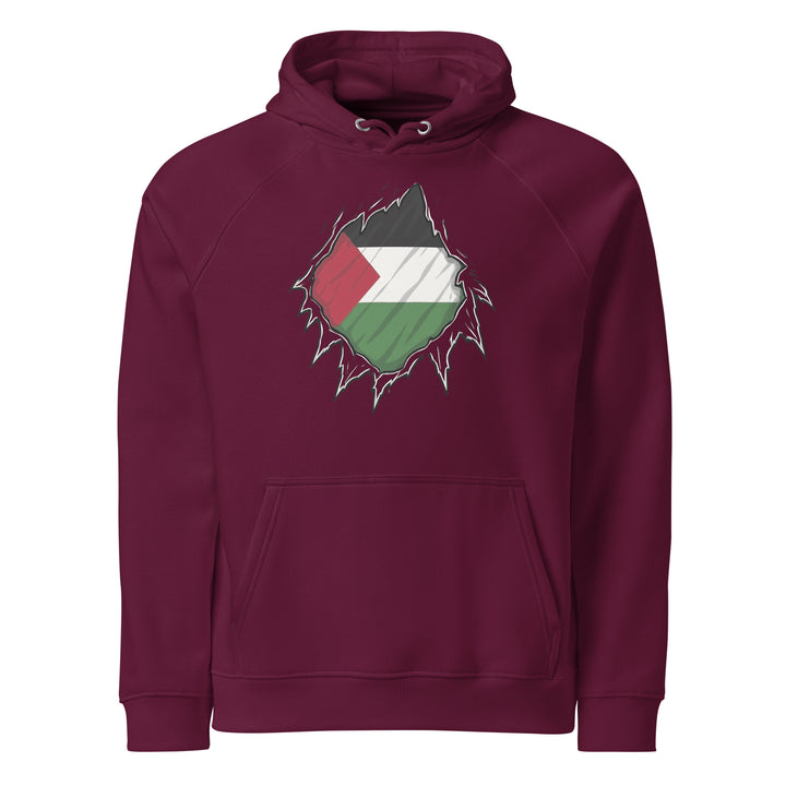 Men’s Eco Raglan Hoodie - Palestine Hero, Eco Raglan Hoodie Burgundy