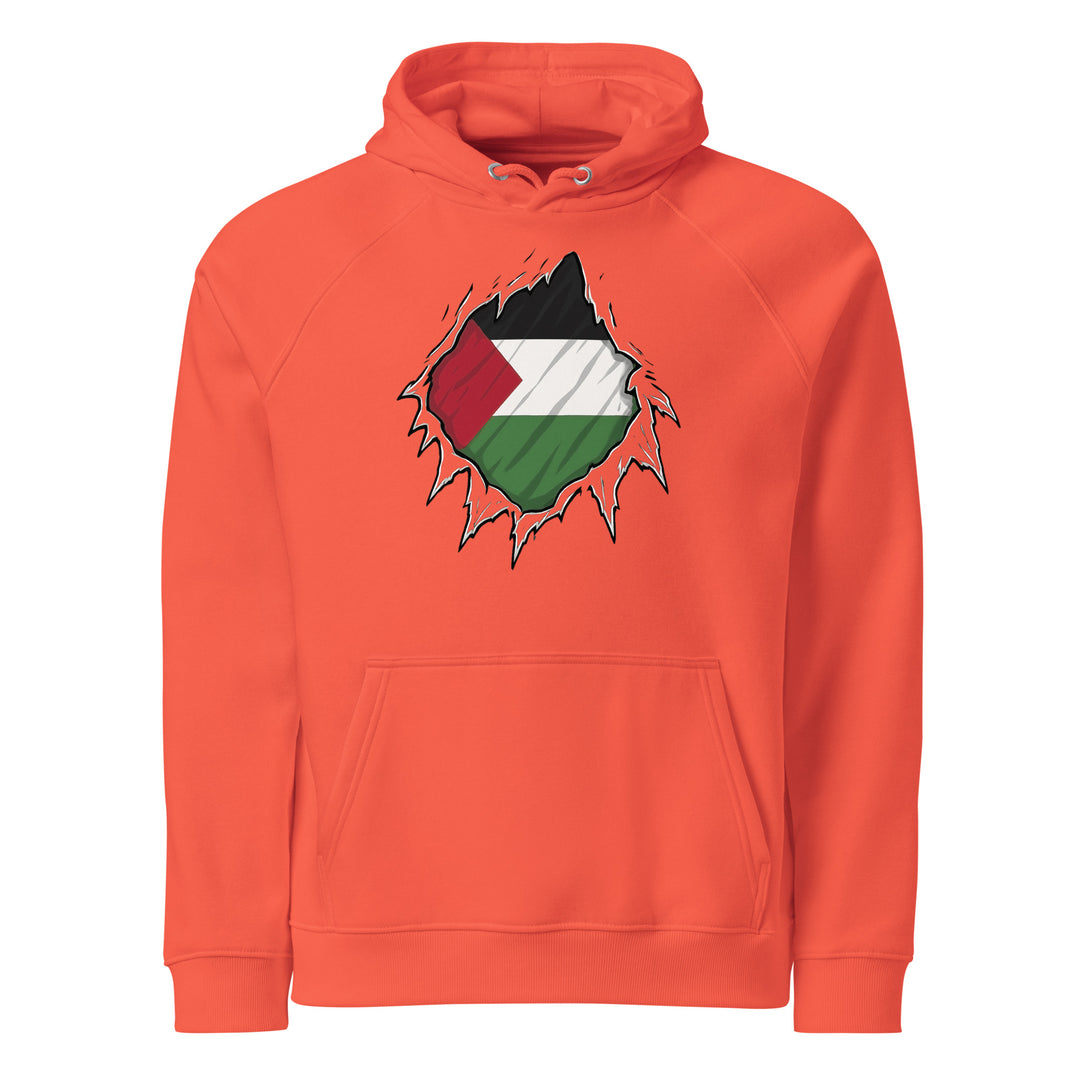 Men’s Eco Raglan Hoodie - Palestine Hero, Eco Raglan Hoodie Burnt Orange