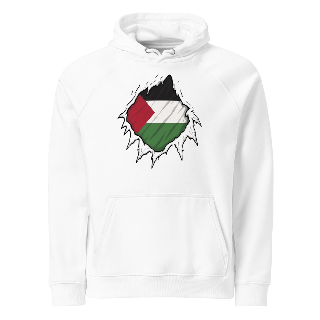 Men’s Eco Raglan Hoodie - Palestine Hero, Eco Raglan Hoodie White