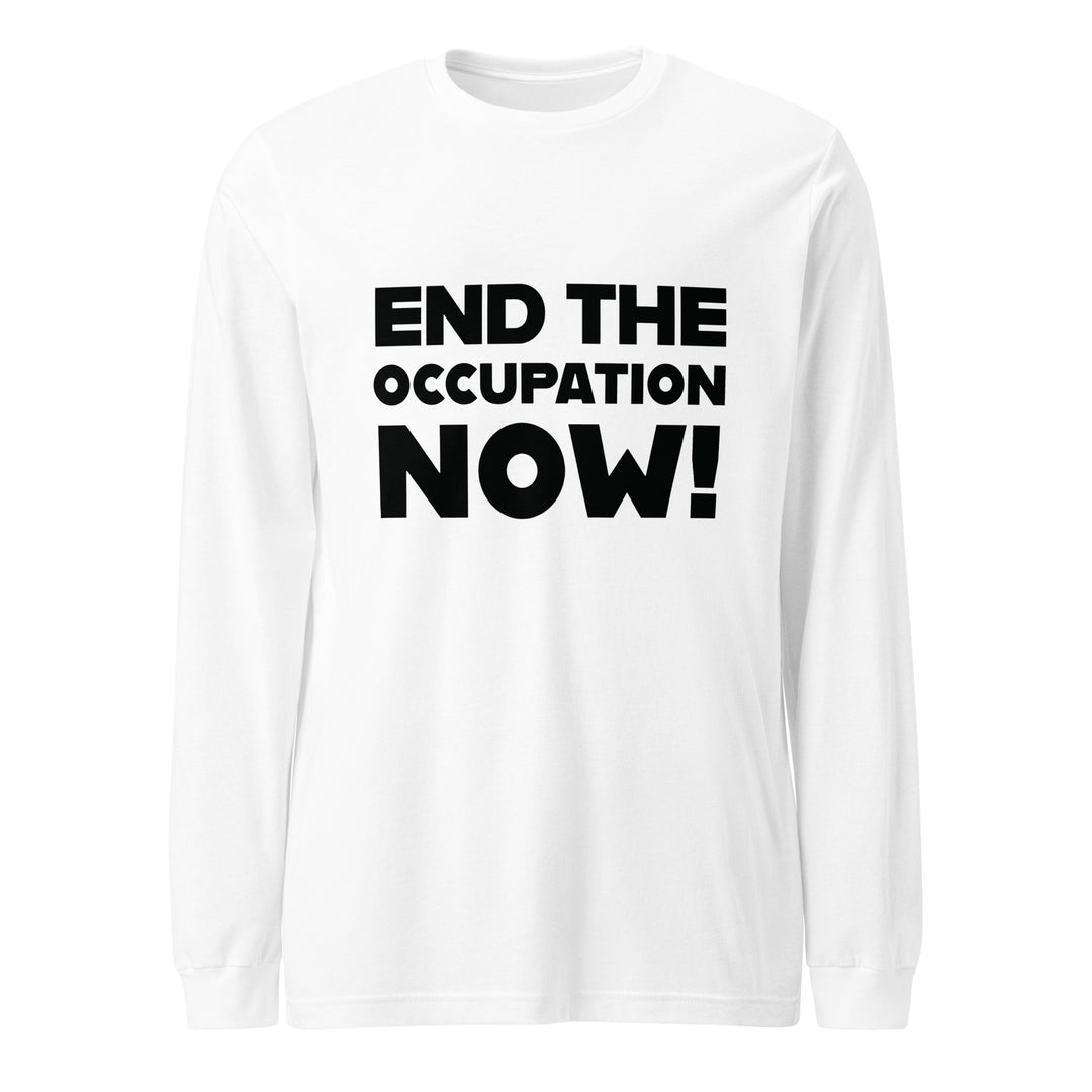 Men’s Long Sleeve Tee - End the Occupation Now!, White