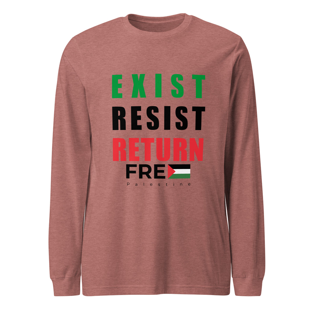 Men’s Long Sleeve Tee - Exist. Resist. Return., Heather Mauve