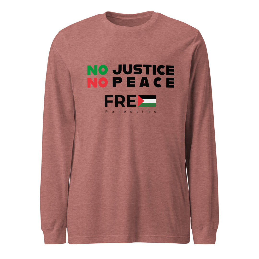 Men’s Long Sleeve Tee - No Justice No Peace, Heather Mauve