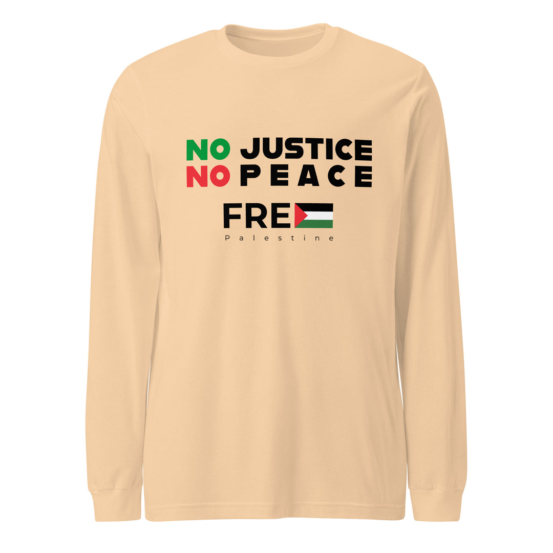 Men’s Long Sleeve Tee - No Justice No Peace, Sand Dune