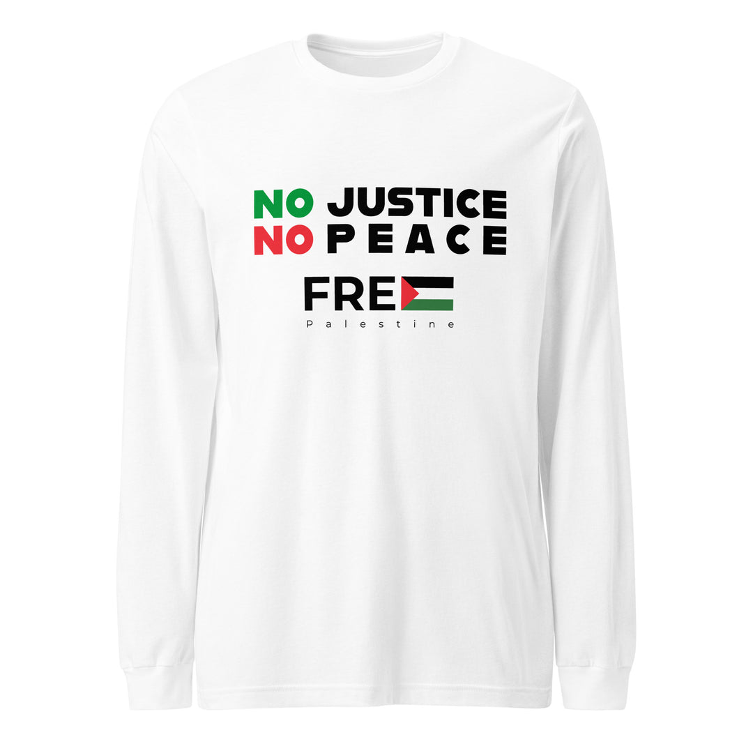 Men’s Long Sleeve Tee - No Justice No Peace, White