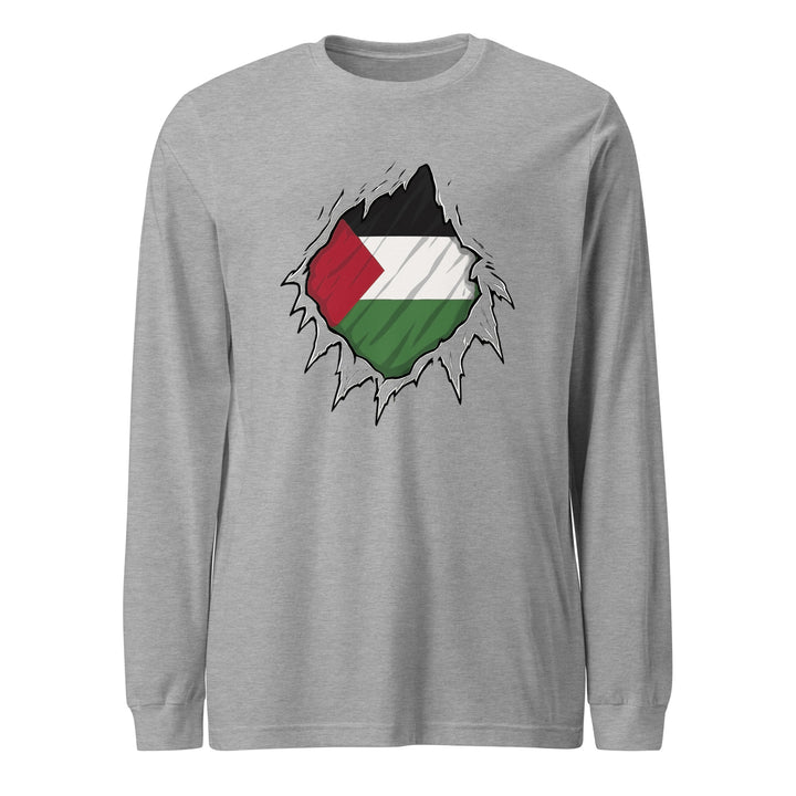 Men’s Long Sleeve Tee - Palestine Hero, Heather